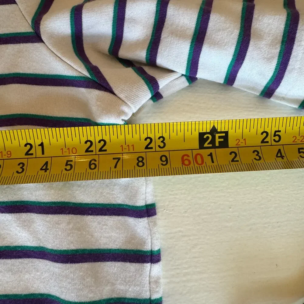 Polo Golf Ralph Lauren Performance White Purple Green Stripe Polo XL Big Pony